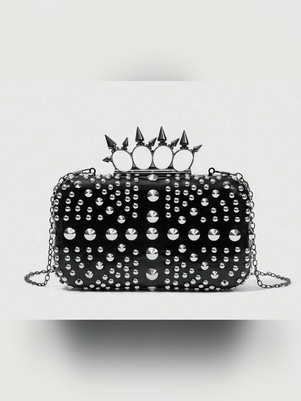 Black Studded Spiked Knuckle Clutch Nwt